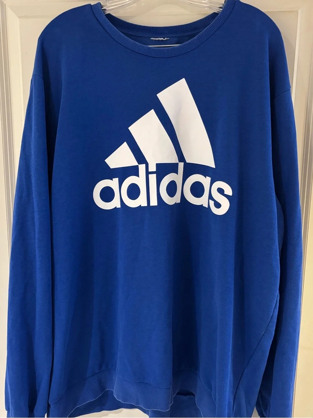 Adidas Men’s Essentials Big Logo Fleece Crewneck Sweatshirt Size 2XL Blue EUC